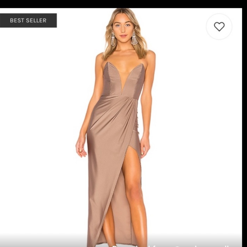 Michael Costello Jake Gown in Taupe
